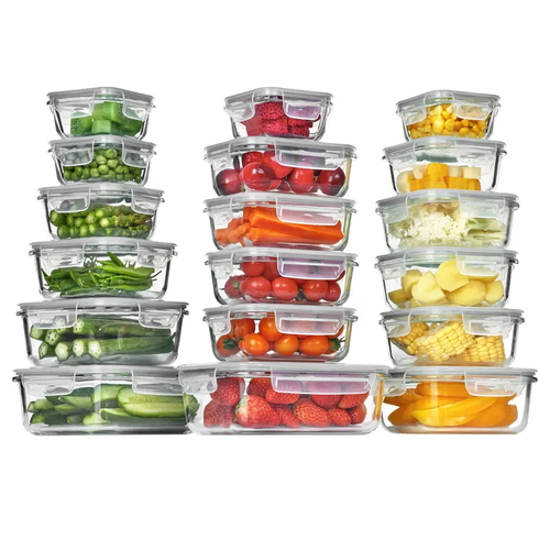 18-Piece Glass Meal Prep Containers with Airtight Lids, BPA-Free & Leakproof