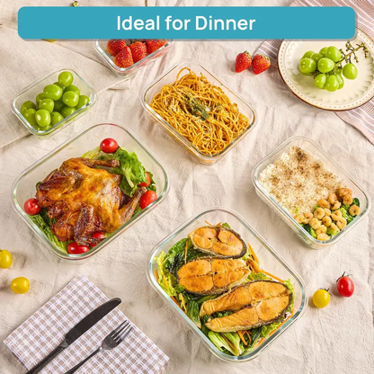 18-Piece Glass Meal Prep Containers with Airtight Lids, BPA-Free & Leakproof