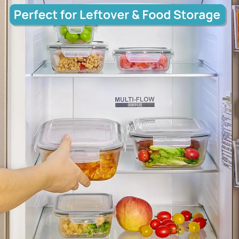 18-Piece Glass Meal Prep Containers with Airtight Lids, BPA-Free & Leakproof