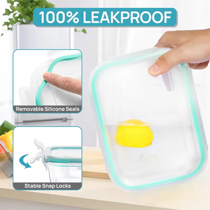 18-Piece Glass Meal Prep Containers with Airtight Lids, BPA-Free & Leakproof
